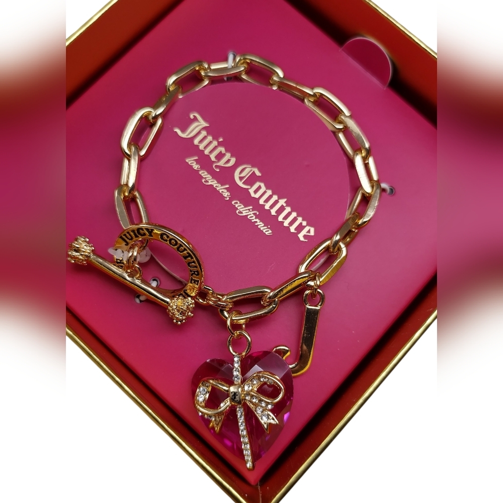 Juicy Couture Heart Stone J Gold Charm Bracelet - Picture 4 of 4